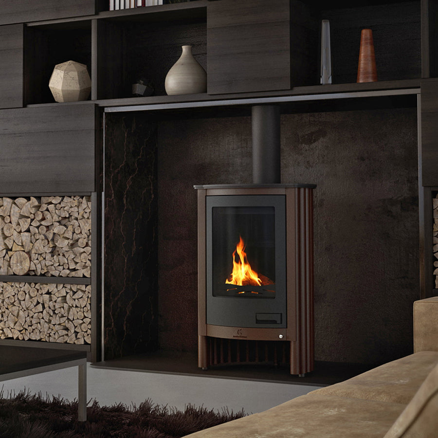 Poêle Masterflamme Piccolo I Velvety Brown dans un intérieur