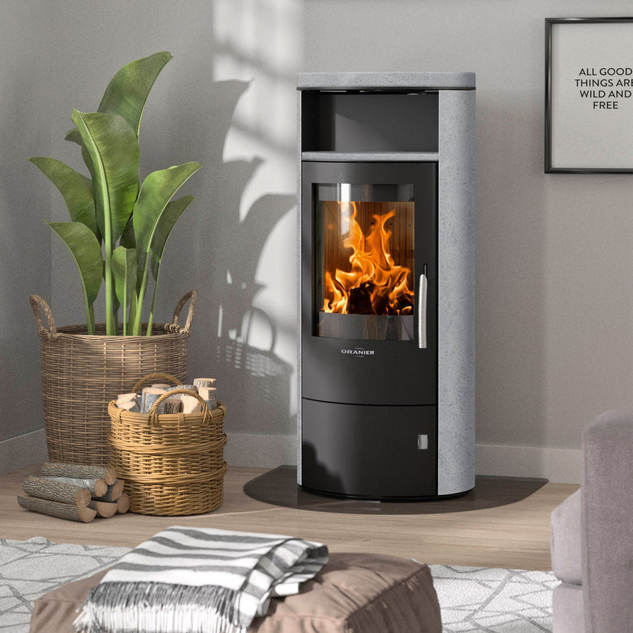 Poêle à bois Oranier Polar 7 2.0 acier noir et pierre ollaire – 6,5 kW - image 1