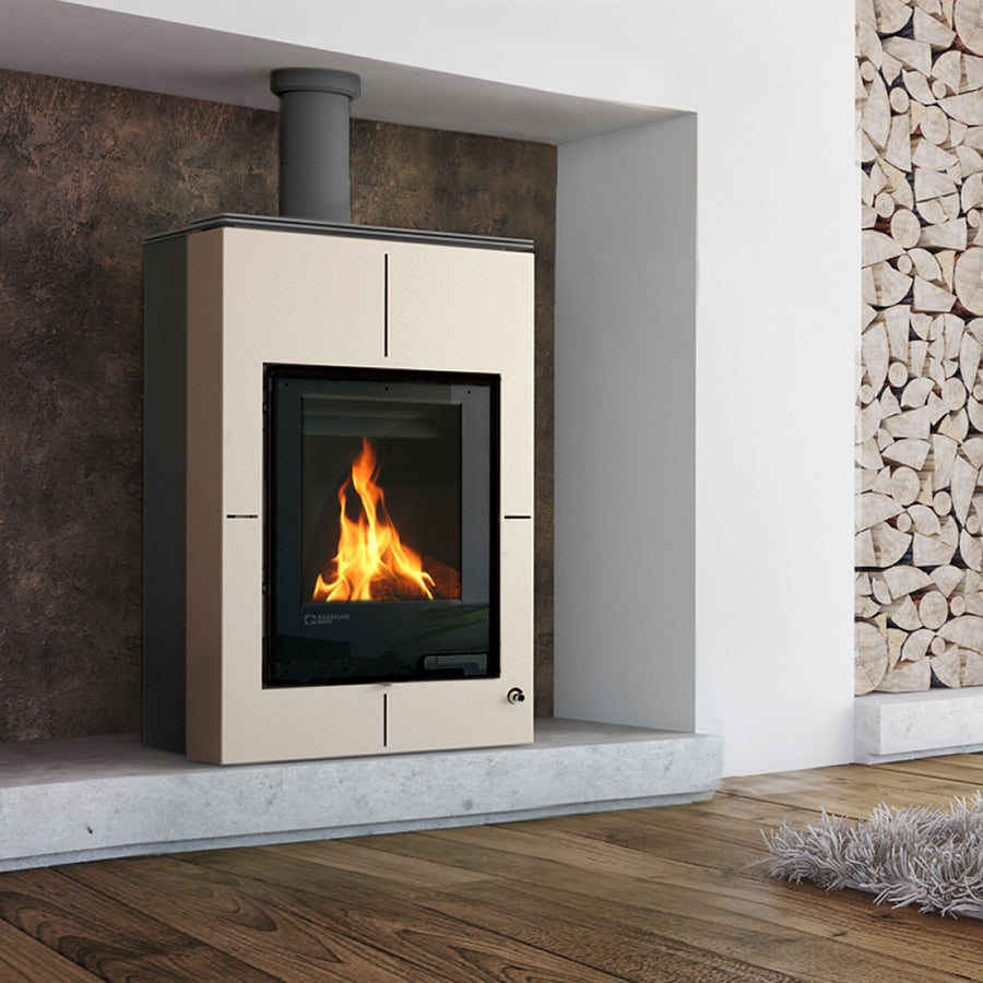 Poêle à bois Aquaflam Vario Saporo Manuel crème avec échangeur d’eau 11/5 kW - image 1