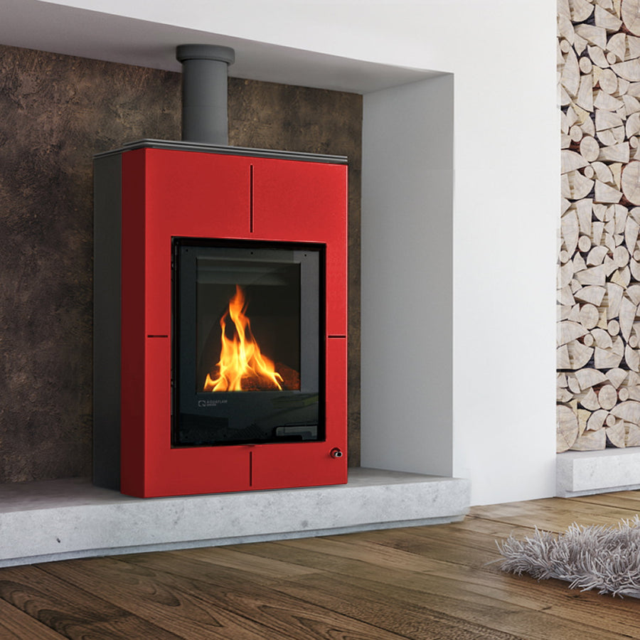 Poêle à bois Aquaflam Vario Saporo Rouge 11 kW