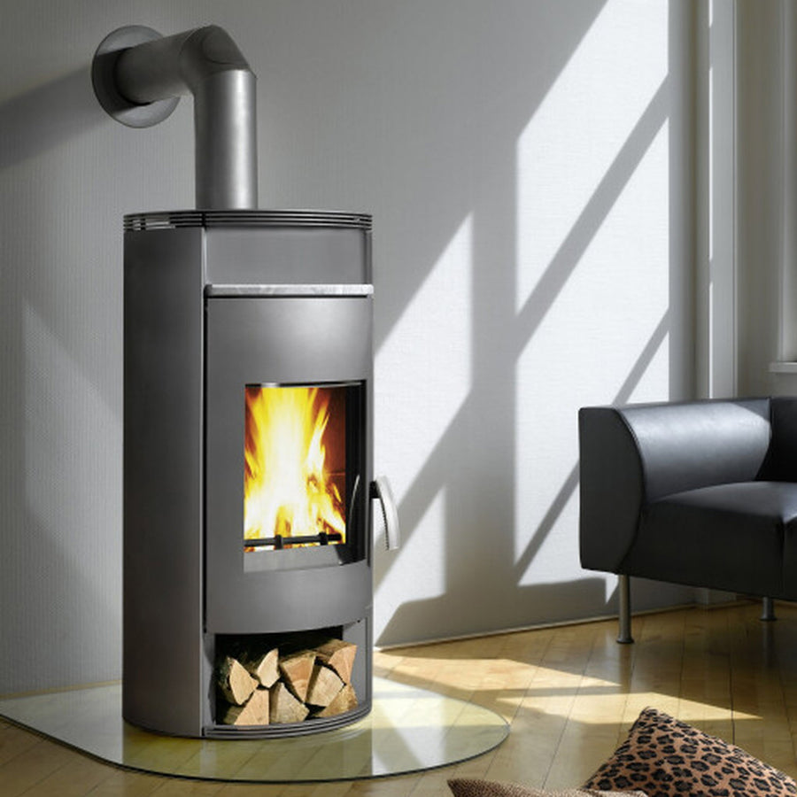 Poêle à bois Wamsler Auron Gris avec pierres d’accumulation 8 kW