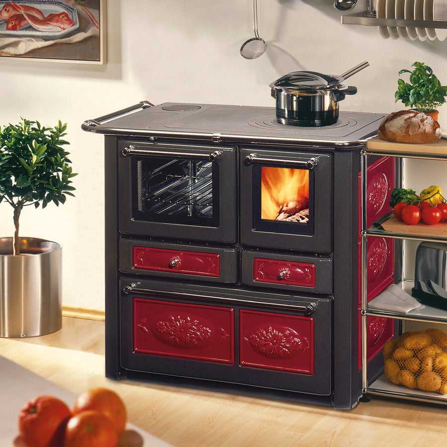 Poêle de cuisine Wamsler K 85 F céramique rouge avec four à gauche 6 kW