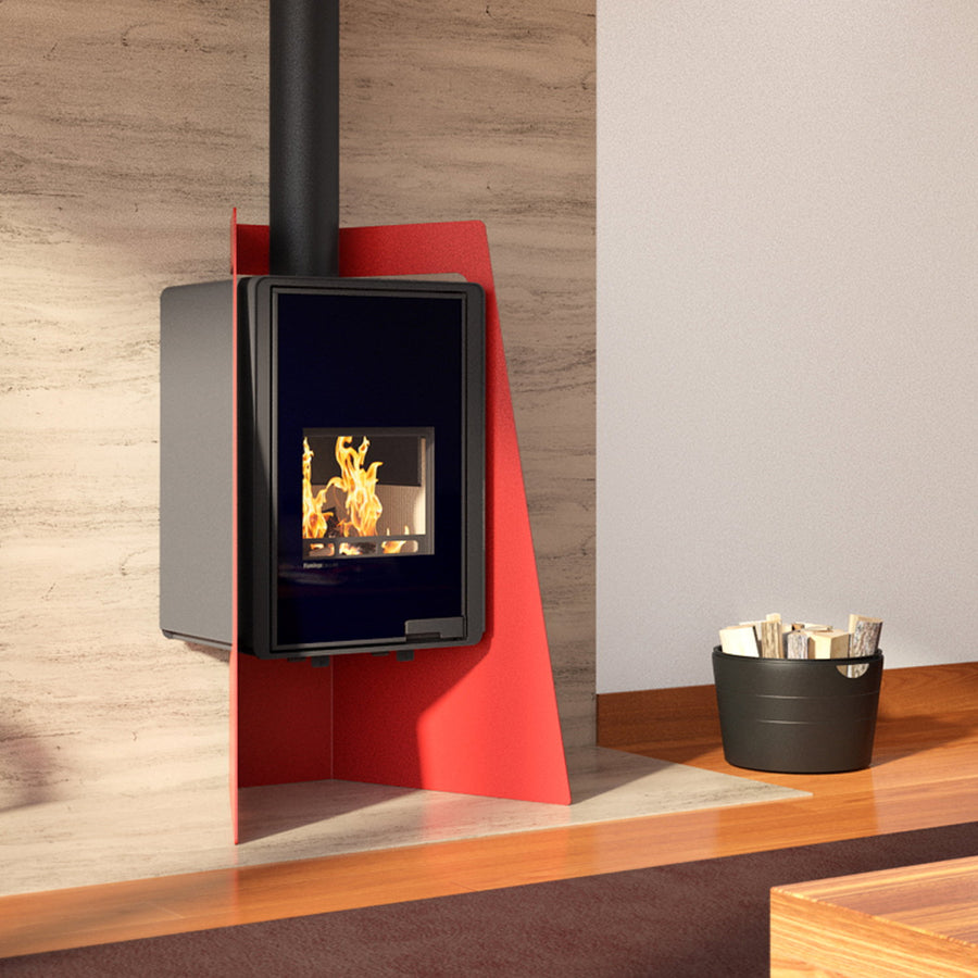 Poêle à bois HS Flamingo Deluxe Island Rouge HSF42-002 9 kW pour 220 m³ - image 1