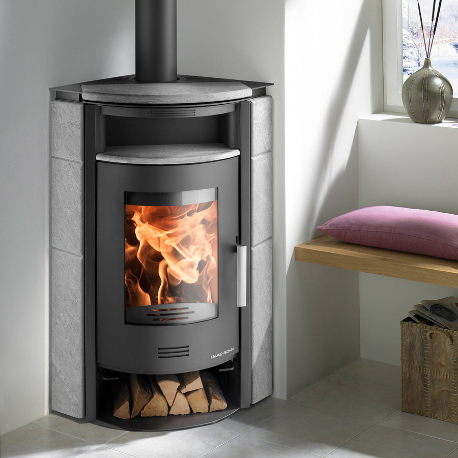 Poêle à bois Haas+Sohn Kuopio II Anthracite Serpentino 8 kW - image 1