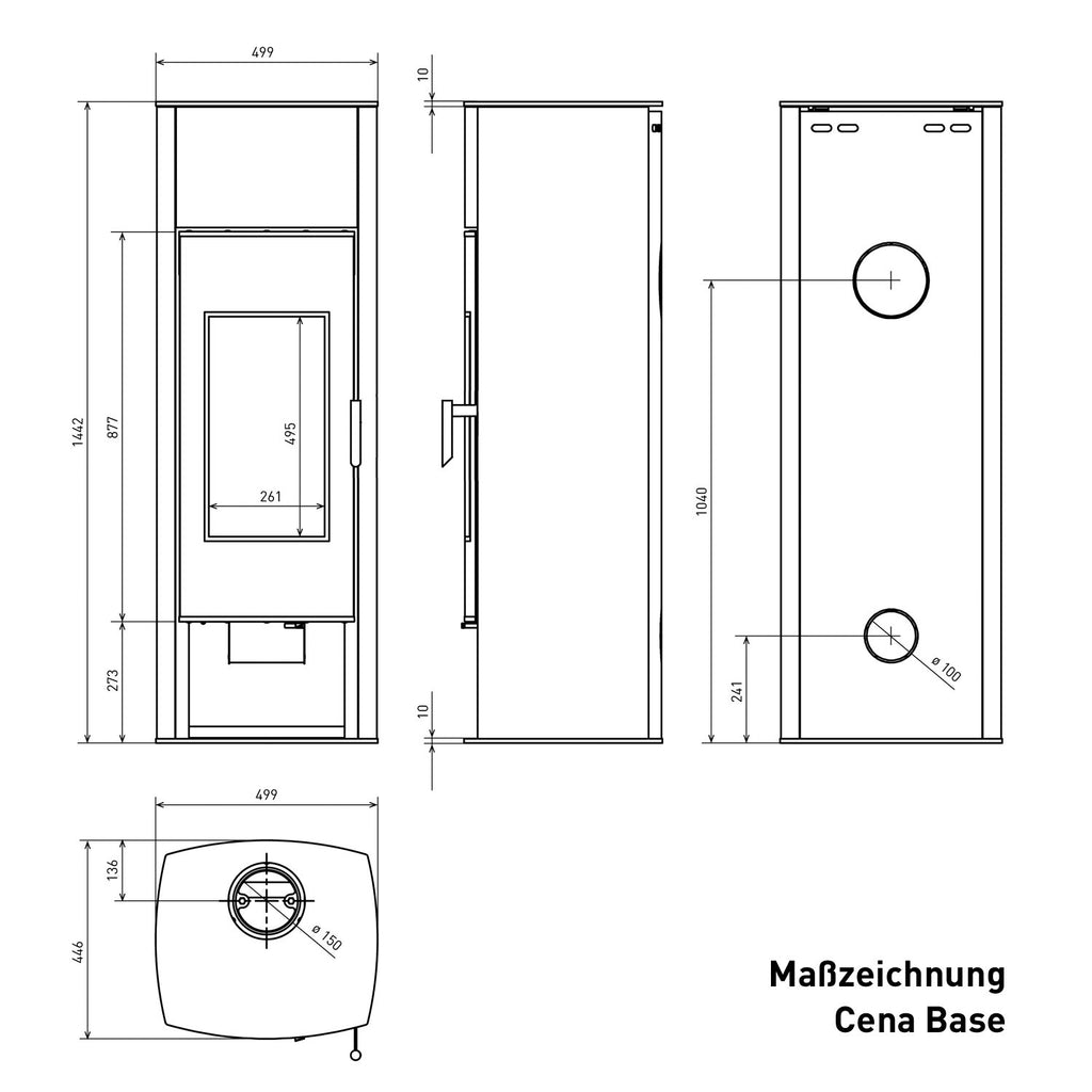Poêle à bois Schmitzker Cena Base acier noir 6,5 kW