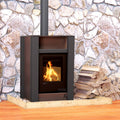 Poêle à bois Aquaflam Vario Lend Marron dans un intérieur