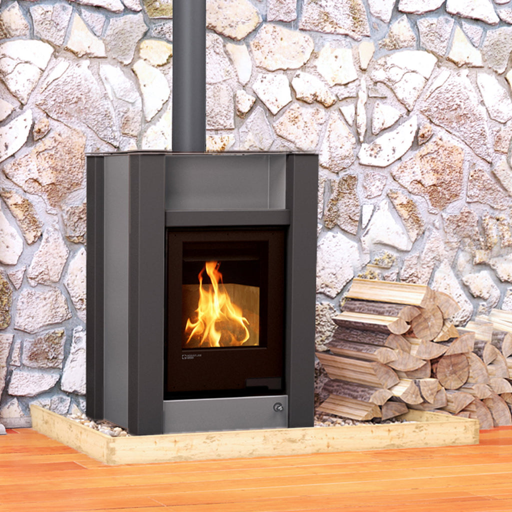 Poêle à bois Aquaflam Vario Lend Manuel Gris avec échangeur thermique 11/5 kW HSF34-029 - image 1