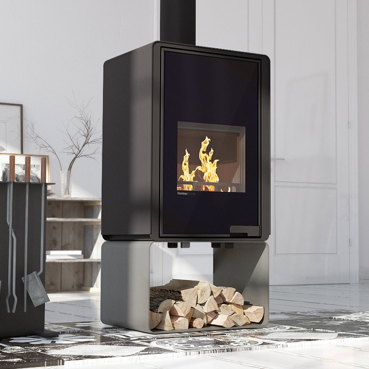 Poêle à bois HS Flamingo Deluxe Pentai Gris 9 kW - image 1