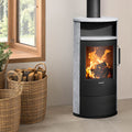Justus Island 5 2.0 – Poêle à bois acier noir et pierre ollaire 5 kW