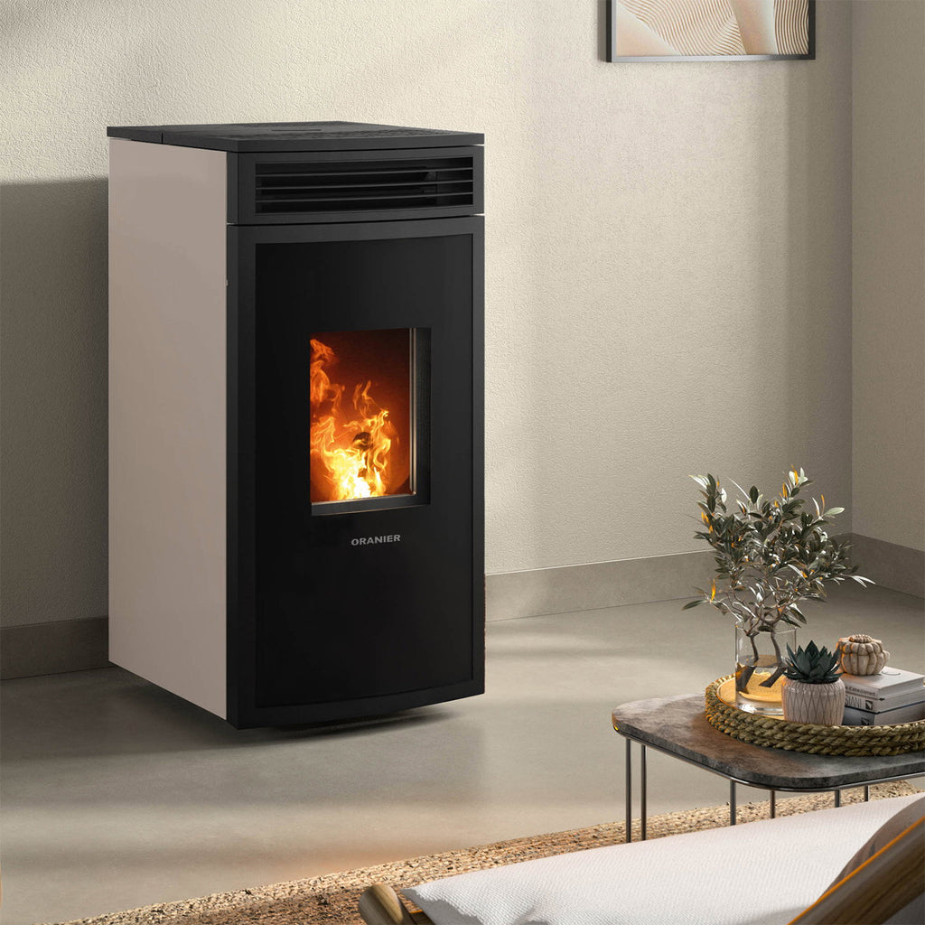 Poêle à bois Oranier Neta Taupe avec raccord arrière 8 kW - image 1