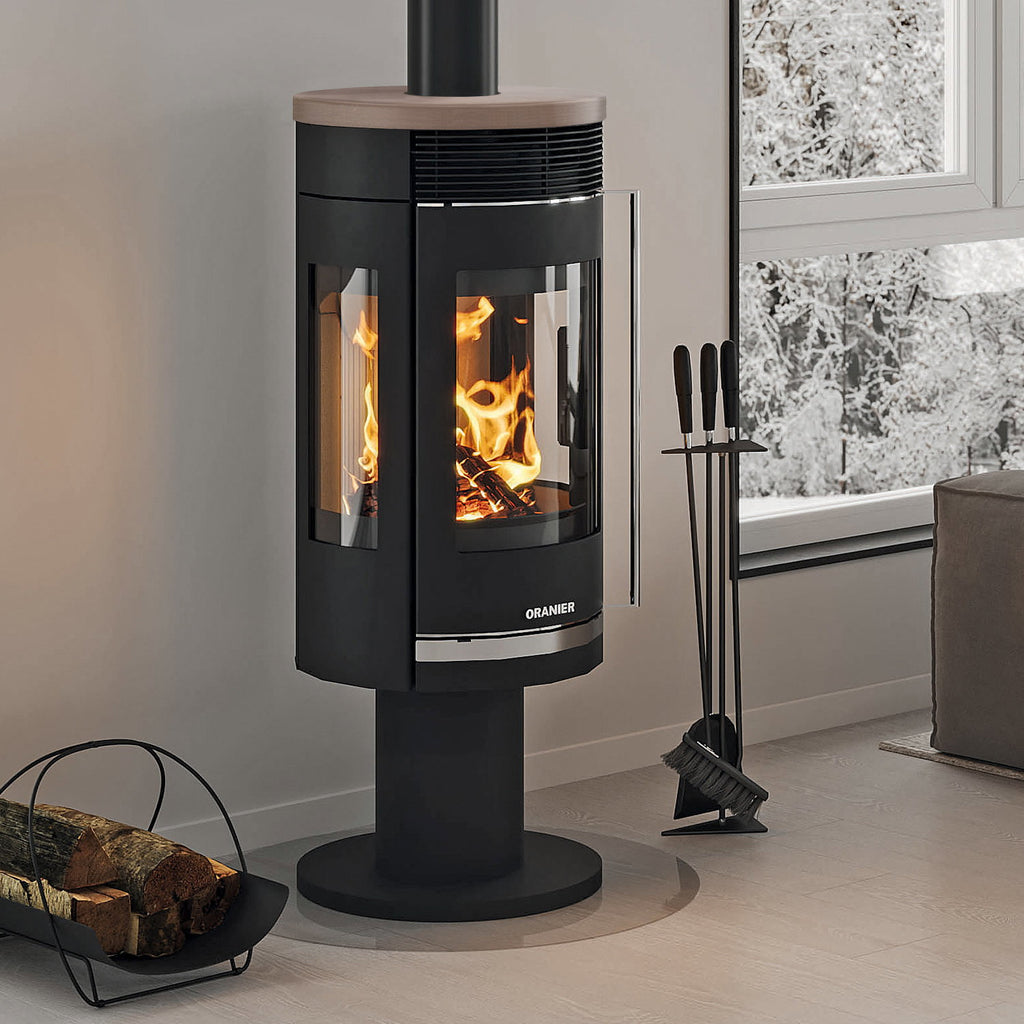 Oranier Rota Twist – Poêle à bois acier noir et céramique Grappa, 5,5 kW