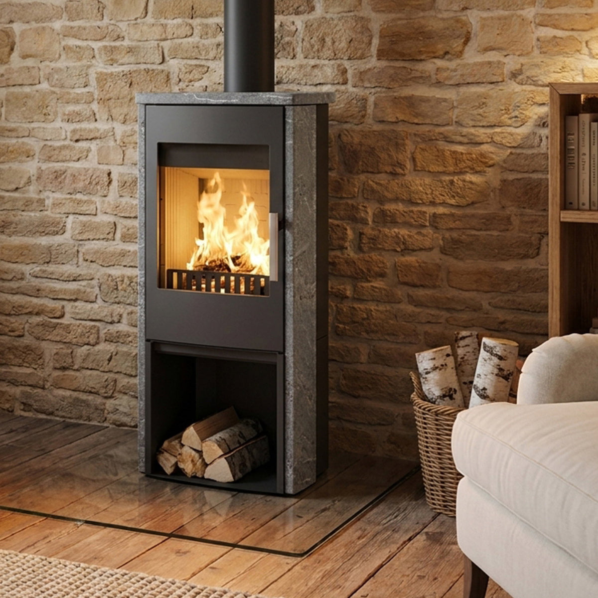 Haas+Sohn Vitorre – Poêle à bois 6 kW Serpentino noir