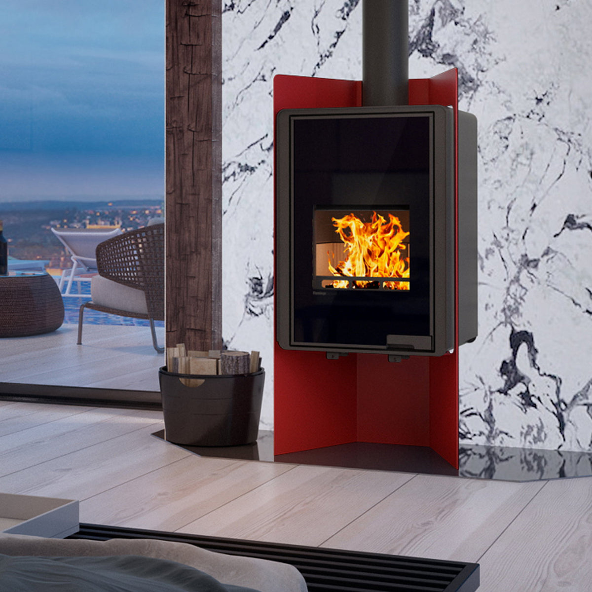 Poêle à bois HS Flamingo Deluxe Pulau Rouge HSF42-027 9 kW pour 220 m³ - image 1