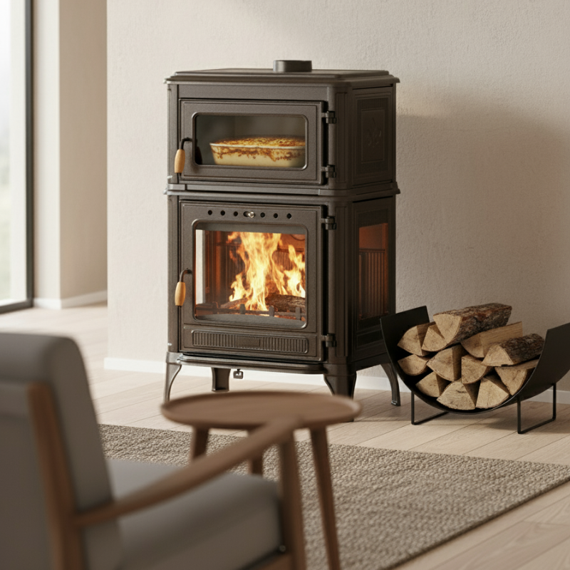 ETNA Luxe Granite – Poêle à bois avec four 10,8 kW, classe A+