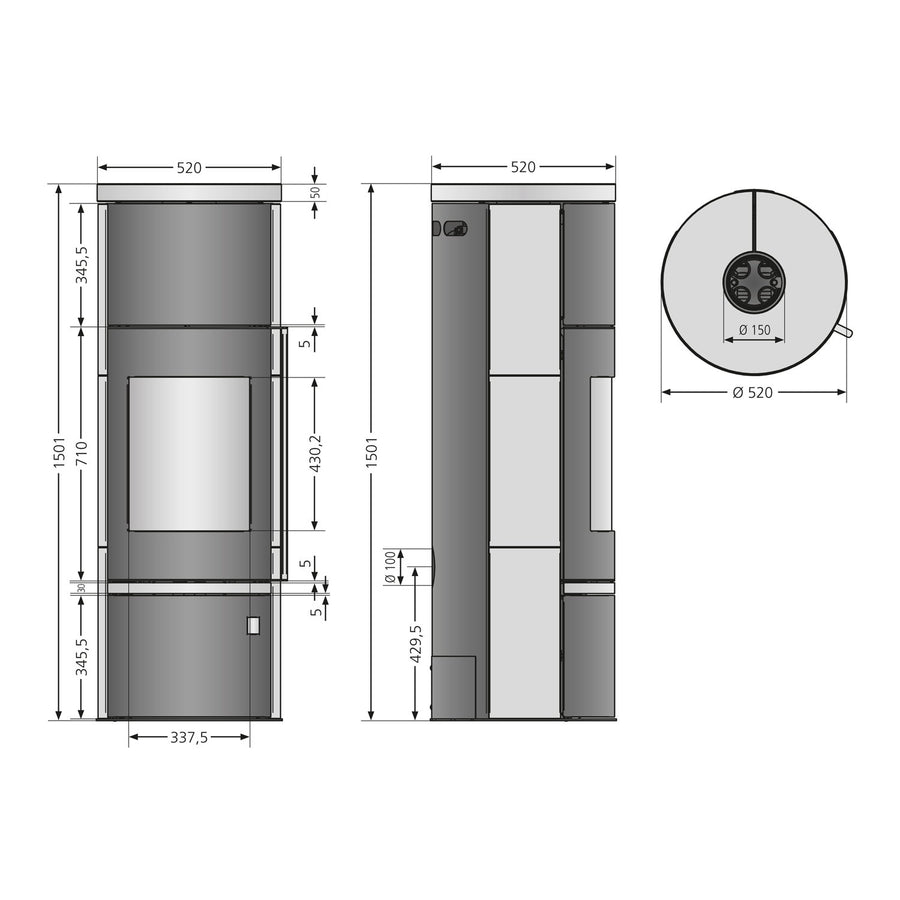 Poêle à bois Justus Faro Aqua 2.0 avec circulation d’eau Acier Noir 5,5 kW - image 1