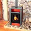 Poêle à bois Aquaflam Vario Lend Rouge dans un intérieur