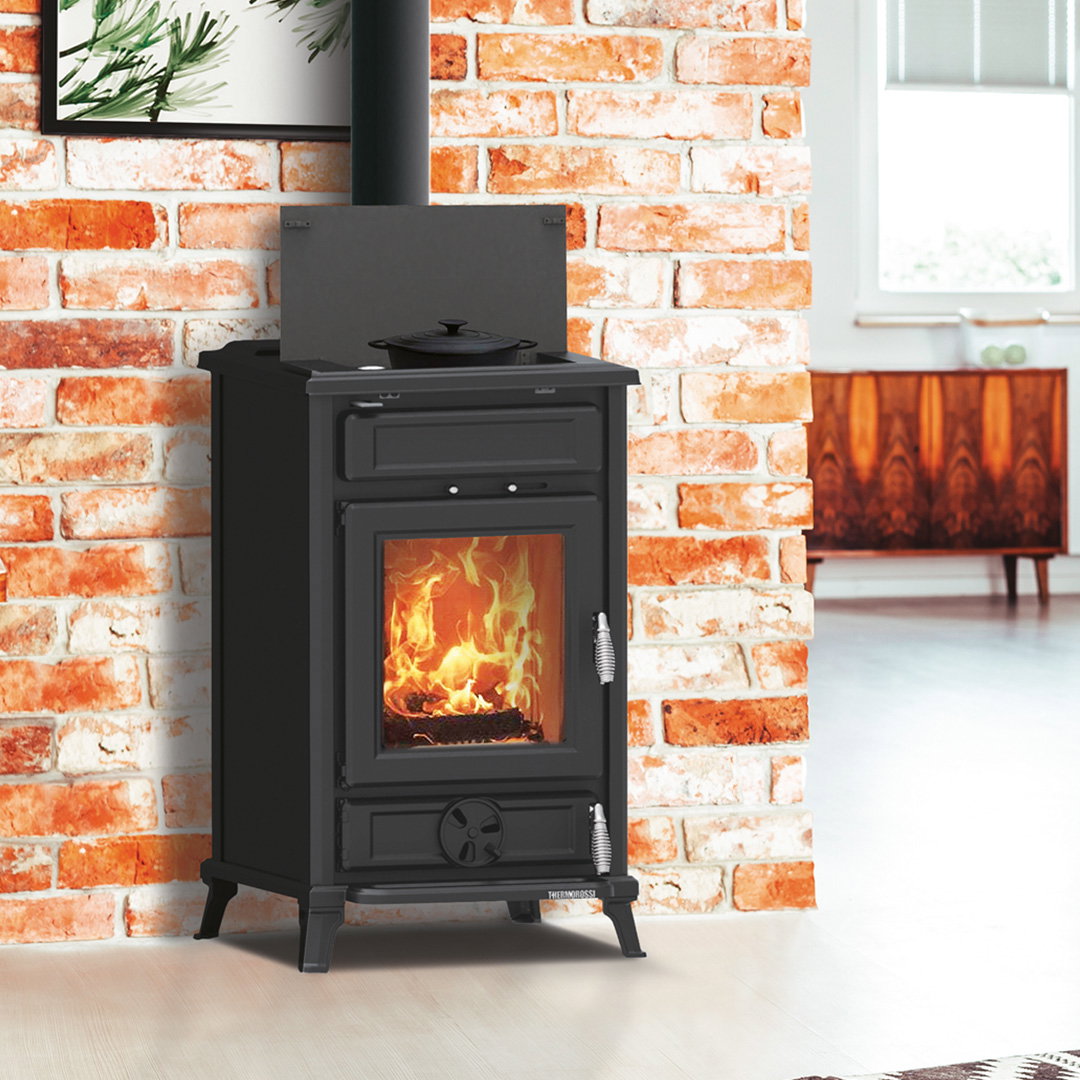 Poêle à bois Thermorossi Filo Evo6 noir 10,8 kW