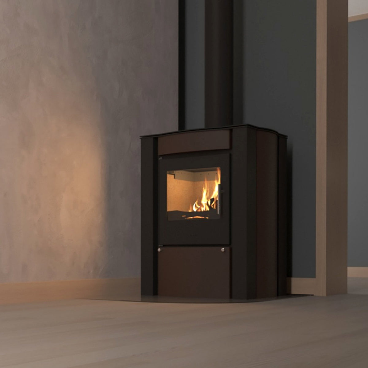 HS Flamingo AMOS Samet Marron HSF02-036 – Poêle à bois 9,2 kW