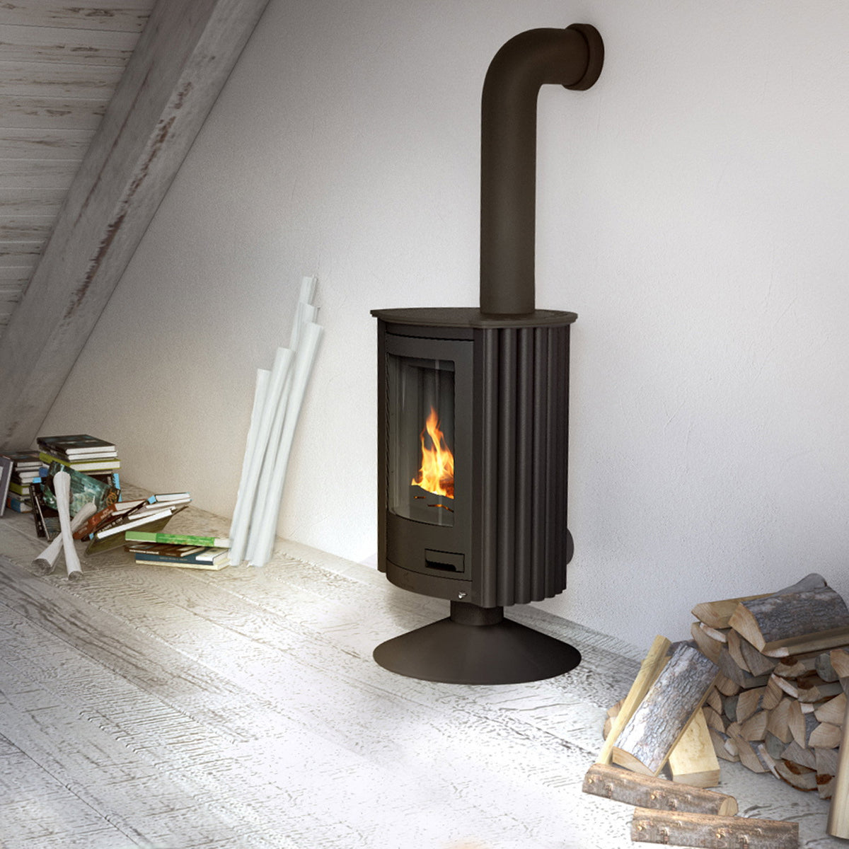 Poêle Masterflamme Piccolo II Noir dans un intérieur