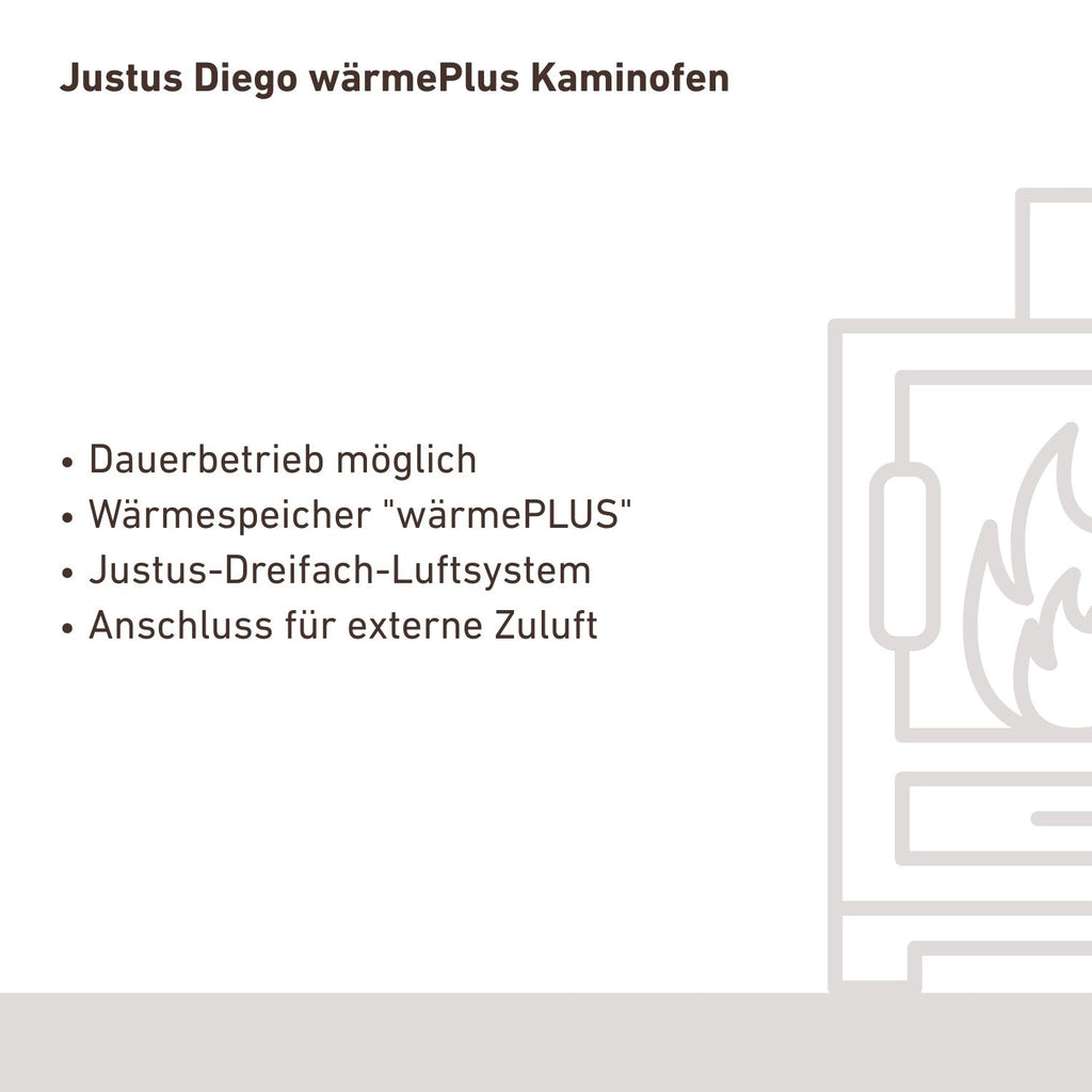 Poêle à bois Justus Diego wärmePlus 7 kW