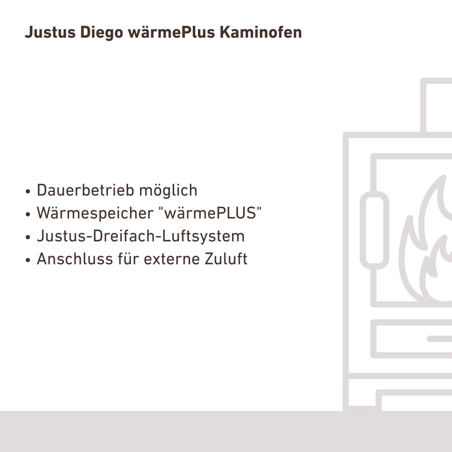 Poêle à bois Justus Diego wärmePlus 7 kW