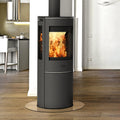Fireplace Elite Magnolia – Poêle à bois acier noir avec plaque de recouvrement en verre, 6 kW