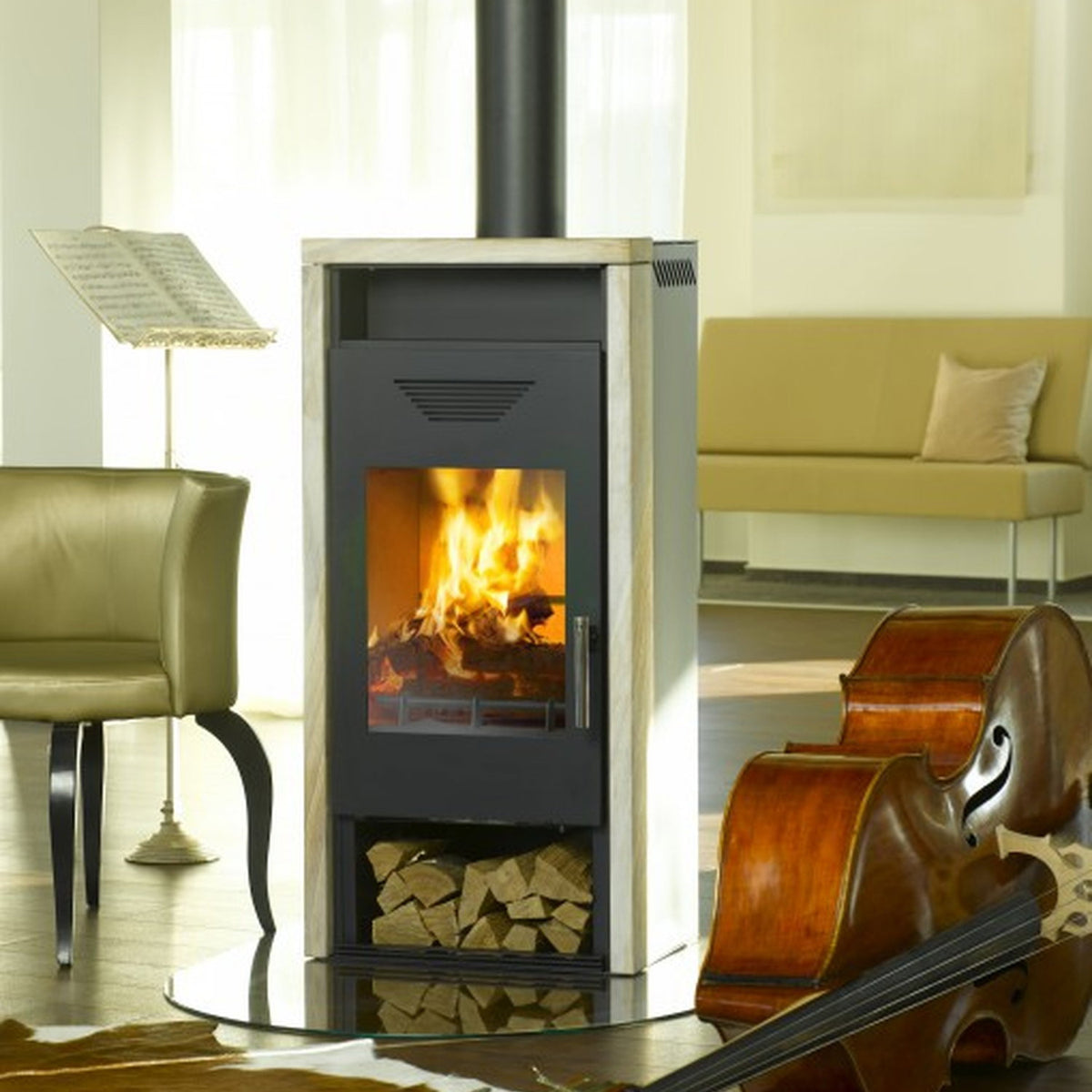 Wamsler Logi Rainbow – Poêle à bois 8 kW, pierre ollaire noire