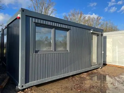 Bürocontainer 6,00 x 2,44 Glastür mit Rollladen