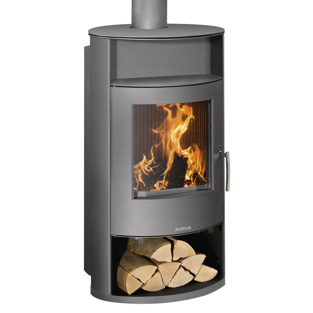 Poêle à bois Justus Island Aqua II 10 kW avec échangeur d’eau gris