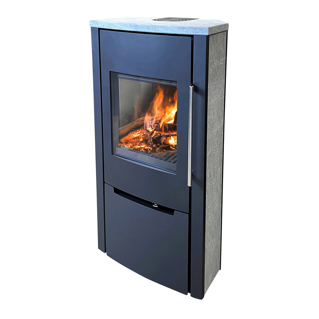 Poêle à bois Wamsler Pylon pierre naturelle noire 6,2 kW