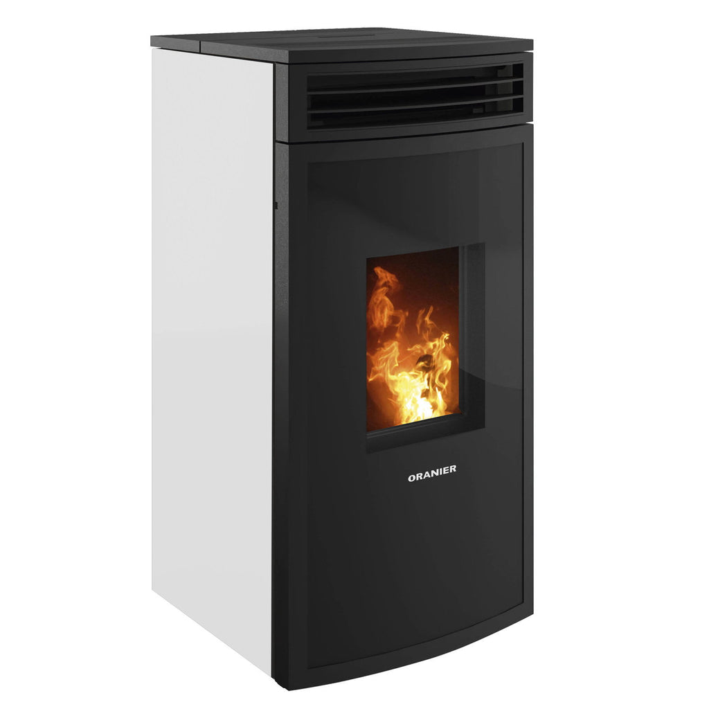 Poêle à bois Oranier Neta Blanc Soie avec raccord arrière 8 kW - image 2