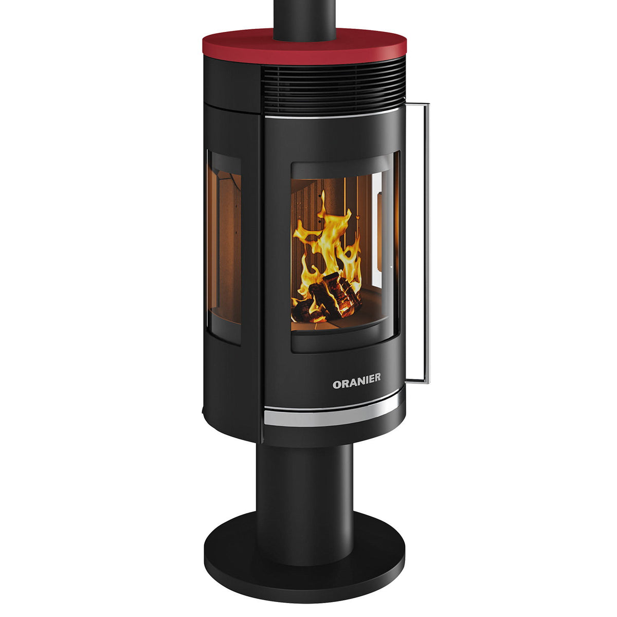 Poêle à bois Oranier Rota Twist acier noir céramique bordeaux 5,5 kW