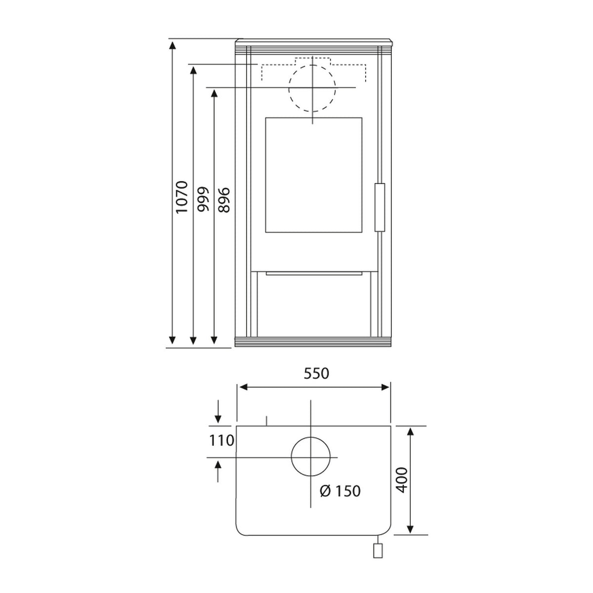 Wamsler Trion – Poêle à bois gris avec range-bûches 10 kW