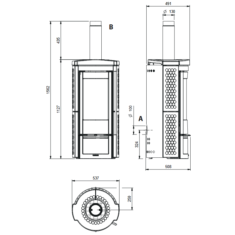 Poêle à bois La Nordica Liù.16 7,5 kW – Bordeaux