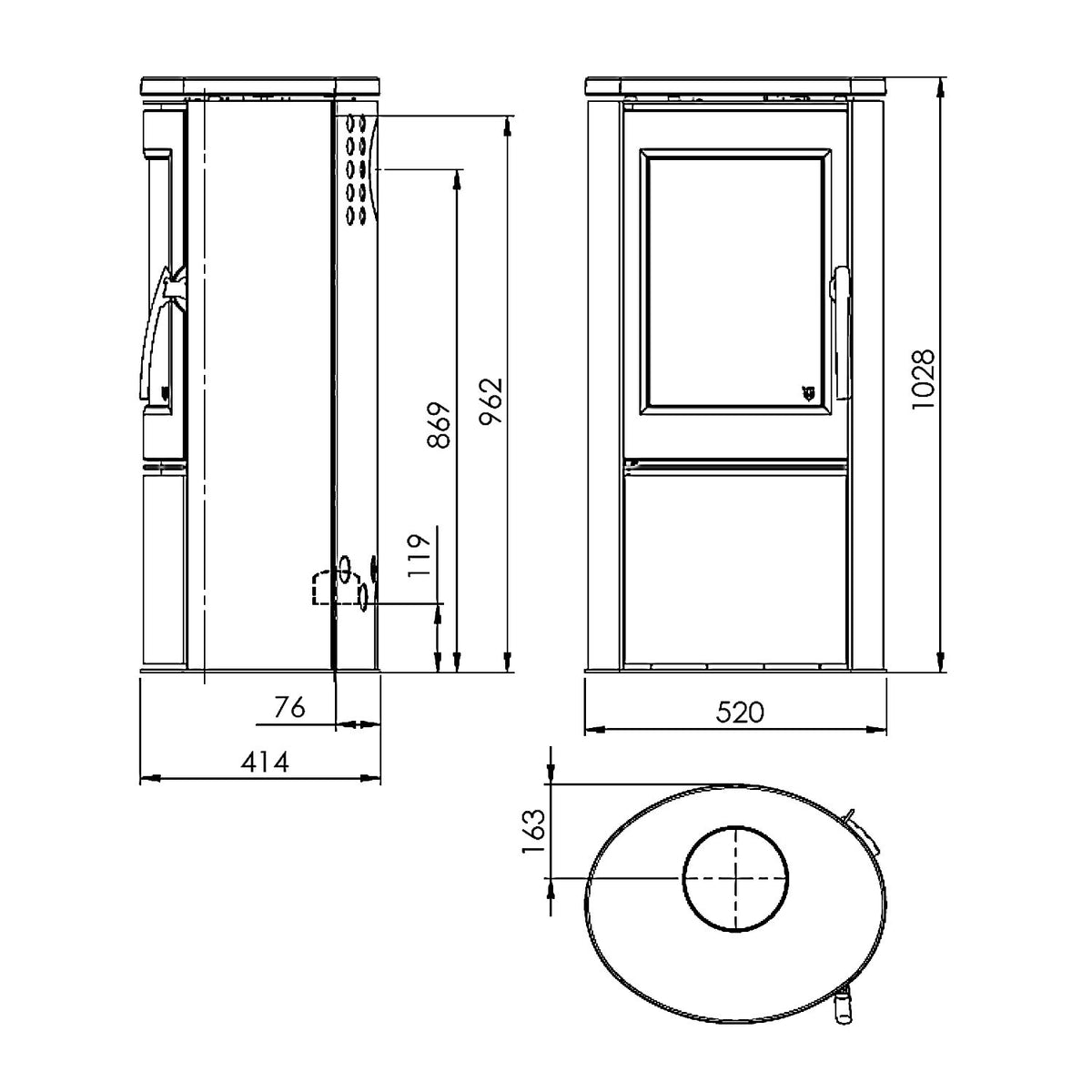 Poêle à bois Varde Ovne Shape 2 acier noir 5 kW