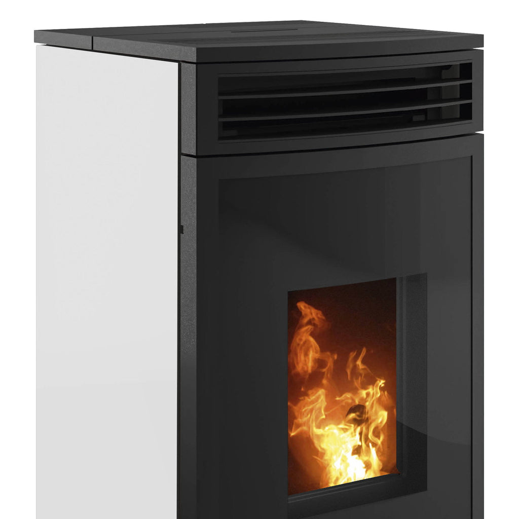 Poêle à bois Oranier Neta Blanc Soie avec raccord arrière 8 kW - image 3