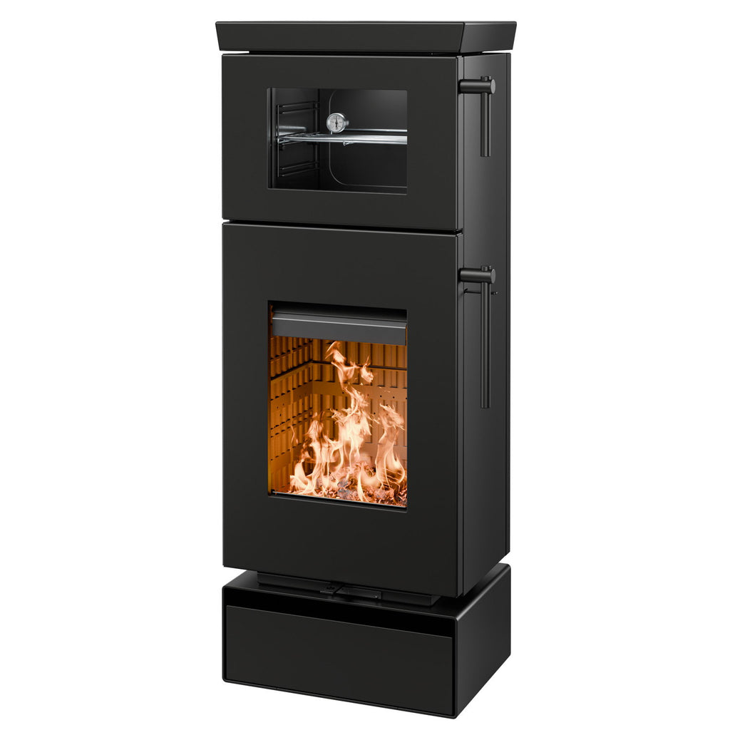 Thermorossi poêle à bois Zen O Evo6 noir mat avec four et range-bûches 7,7 kW - image 3