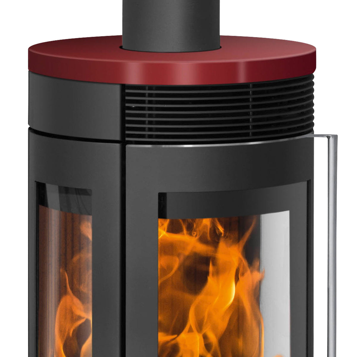 Oranier Rota TRE 2.0 – Poêle à bois acier noir, plaque céramique bordeaux, 5,5 kW