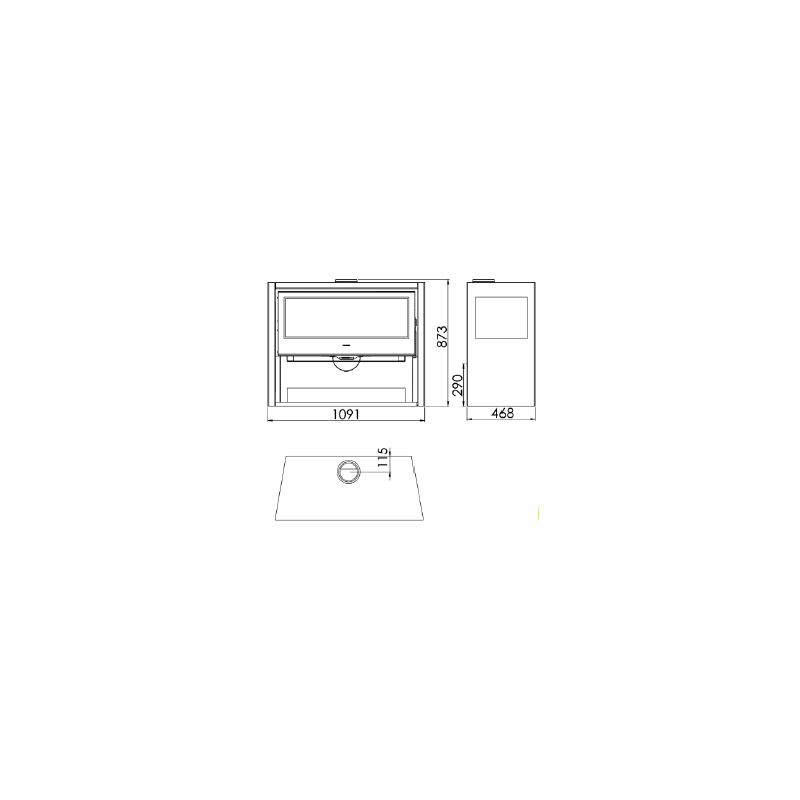 Schéma dimensionnel du Panadero Chopin 3V