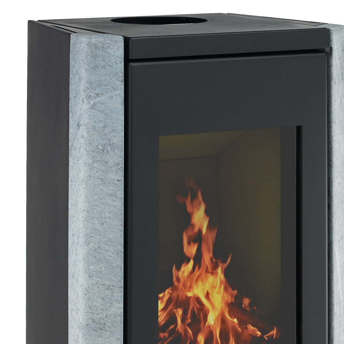 Wamsler Methis – Poêle à bois en acier noir et pierre ollaire 8 kW