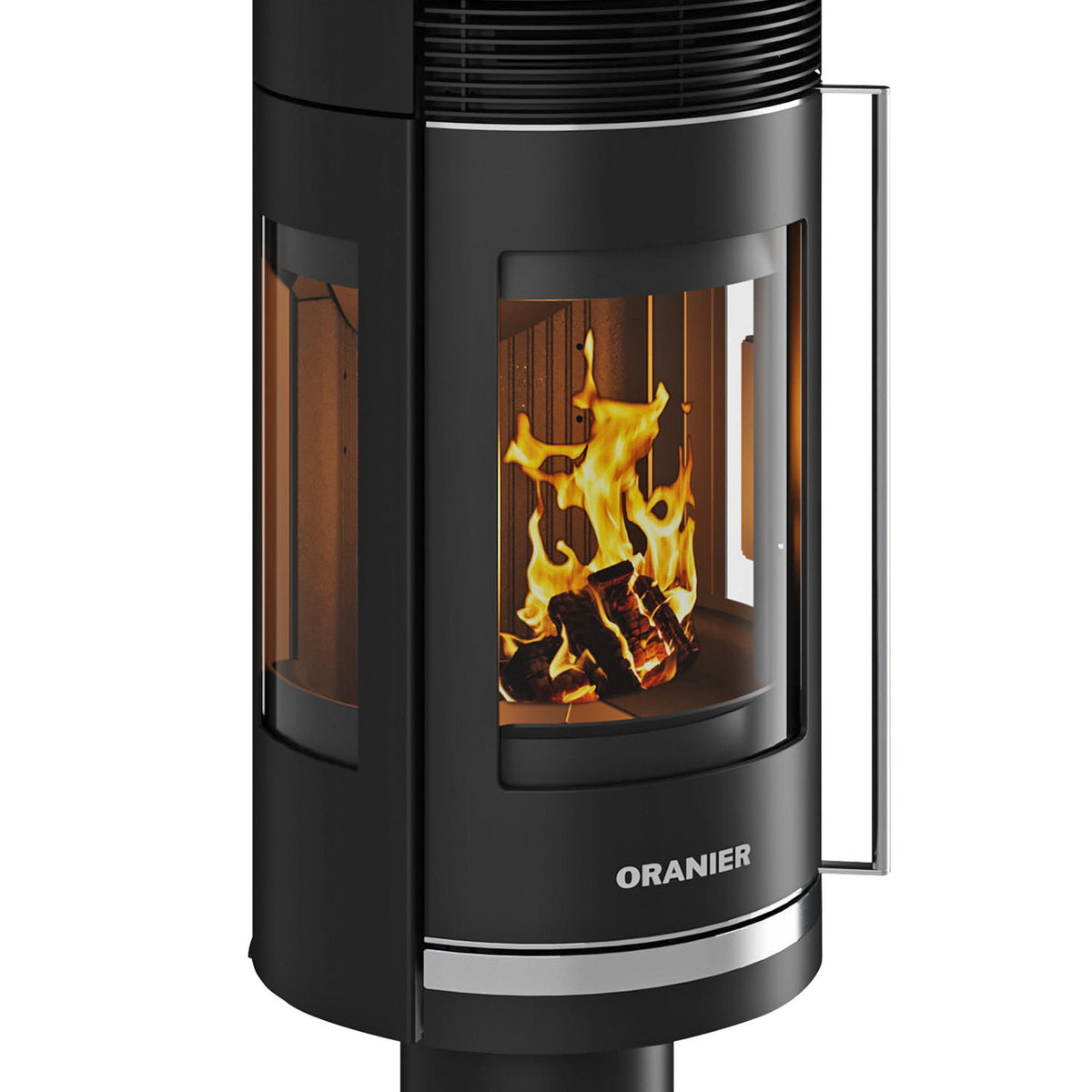 Poêle à bois Oranier Rota Twist acier noir céramique bordeaux 5,5 kW