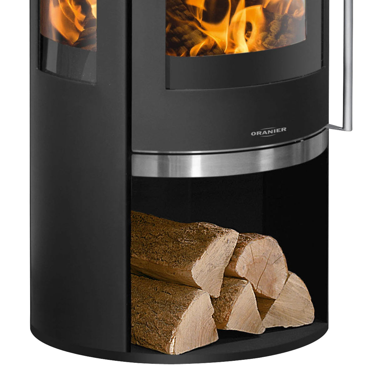 Oranier Rota TRE 2.0 – Poêle à bois acier noir, plaque céramique bordeaux, 5,5 kW