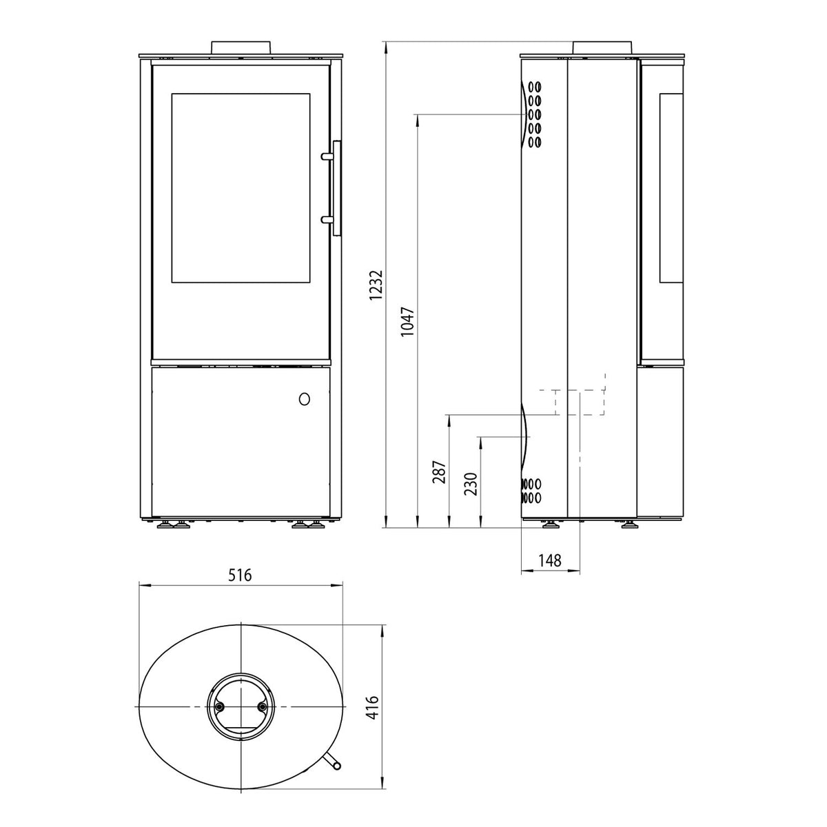 Poêle à bois Königshütte Draco M avec porte en acier 5 kW