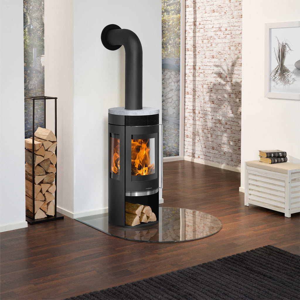 Oranier Rota TRE 2.0 – Poêle à bois acier noir et plaque en stéatite 5,5 kW