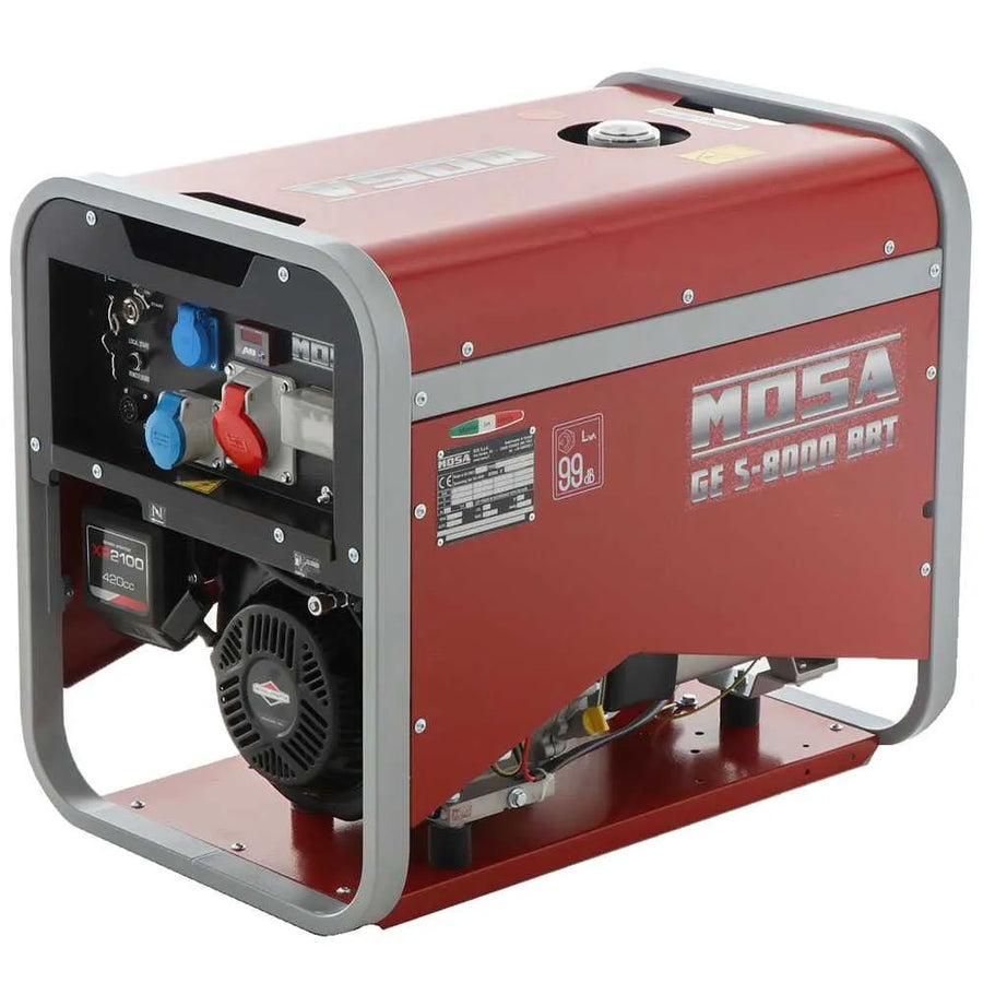 MOSA GE S-8000 BBT AVR EAS groupe électrogène essence rouge triphasé 6,4 kW