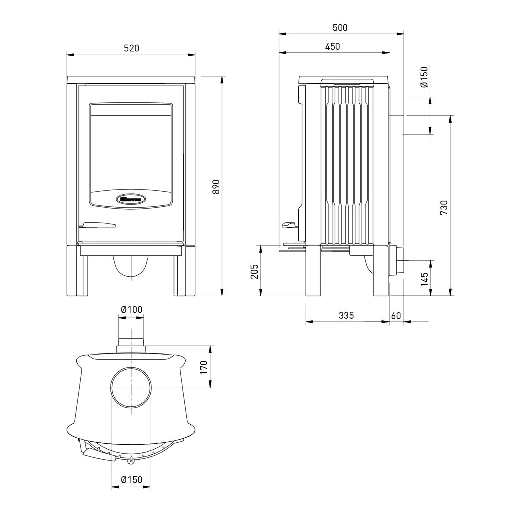 Dovre Astro 2/L – Poêle à bois acier noir 7 kW