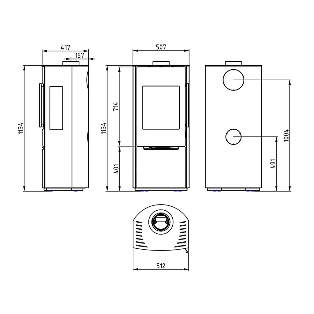 Poêle à bois Wamsler Pylon 3G acier noir 6,2 kW