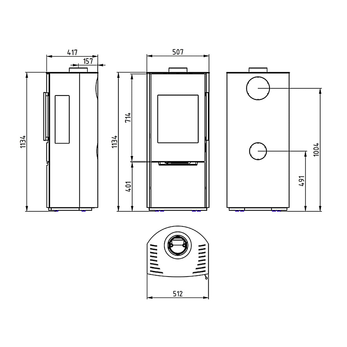 Poêle à bois Wamsler Pylon 3G acier noir 6,2 kW