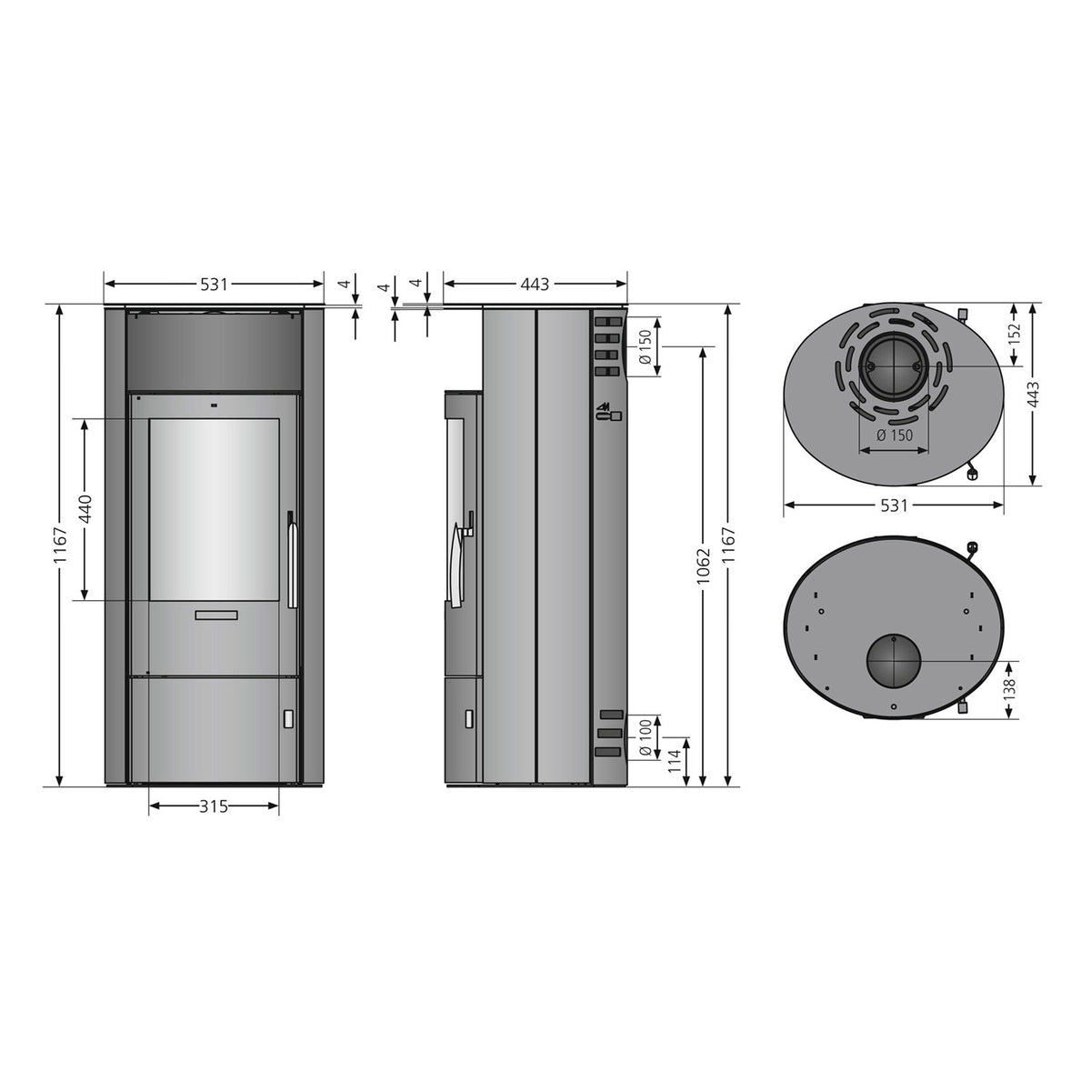Oranier Polar 7 2.0 – Poêle à bois acier noir 6,5 kW