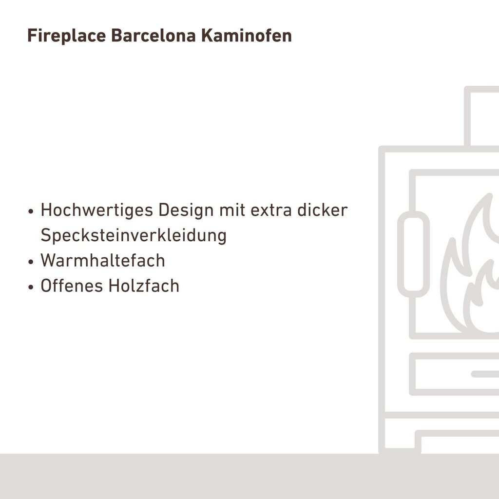 Poêle à bois Fireplace Barcelona acier noir pierre ollaire 8,1 kW